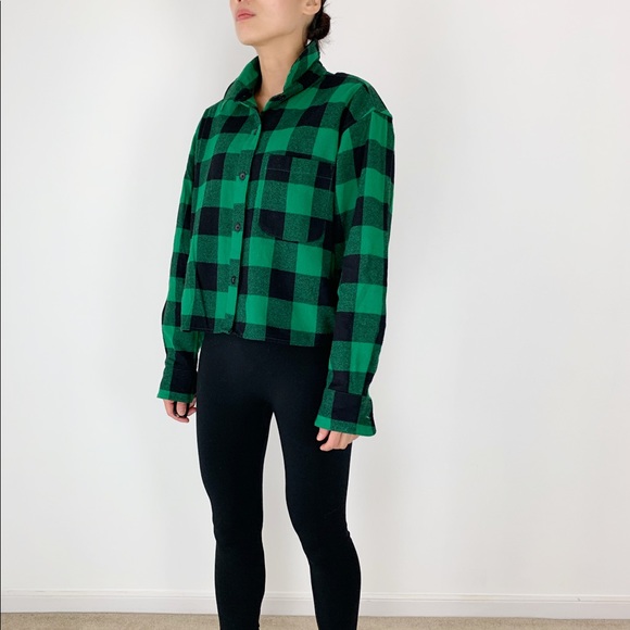 GREEN BUFFALO PLAID FLEECE buttoned down shirt - Picture 3 of 7